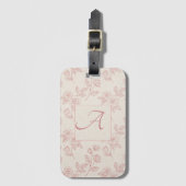 Elegantes Rote Rose Paper Chintz Monogram Gepäckanhänger (Vorderseite Vertikal)