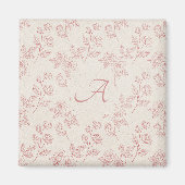 Elegantes Rote Rose Paper Chintz Monogram Magnet (Vorne)