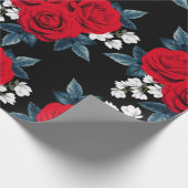 Elegantes Rote Rose Wrapping Paper Geschenkpapier (Ecke)