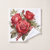 Elegantes Rote Rosen Handtuch Set (Waschlappen)