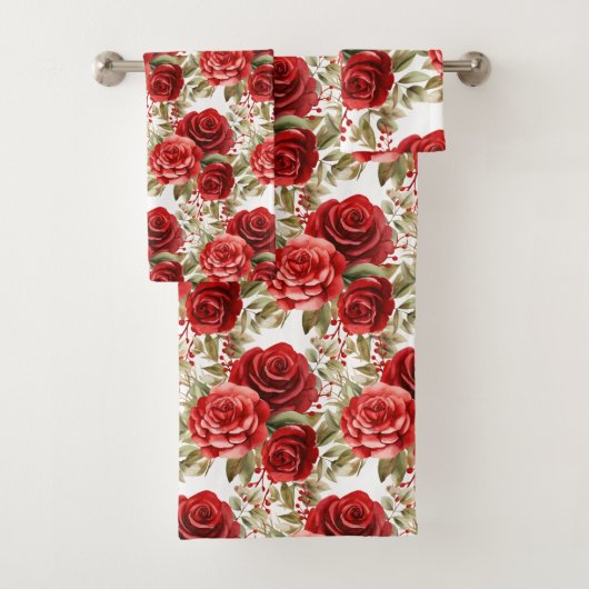 Elegantes Rote Rosen Handtuch Set (Insitu)