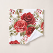 Elegantes Rote Rosen Handtuch Set (Waschlappen)