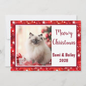 Elegantes Rote Sterne Foto Feiertagskarte (Vorderseite)