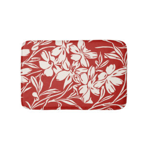 Elegantes rotes abstraktes florales Illustrationsm Badematte