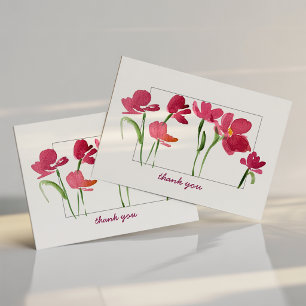 Elegantes rotes Aquarell-Locker-Blumen-Dankeschön  Dankeskarte