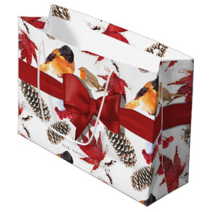 Elegantes rotes Band-Aquarell-Winter-Muster Große Geschenktüte