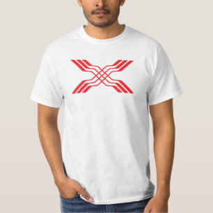 Elegantes rotes Band Linien-Buchstabe X Monogramm T-Shirt