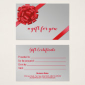 Elegantes rotes Band mit Bow-Geschenkgutschein (Vorne & Hinten)