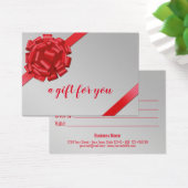 Elegantes rotes Band mit Bow-Geschenkgutschein (Schreibtisch)