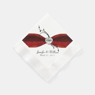 Elegantes rotes Band- und Herz-Papier Napkins Serviette