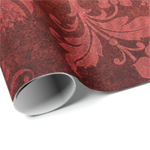 Elegantes rotes, blaues Damastenmuster Geschenkpapier