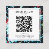 Elegantes rotes blaues Qr-Code Farbiges gestrichen Quadratische Visitenkarte (Rückseite)