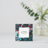 Elegantes rotes blaues Qr-Code Farbiges gestrichen Quadratische Visitenkarte (Stehend Vorderseite)