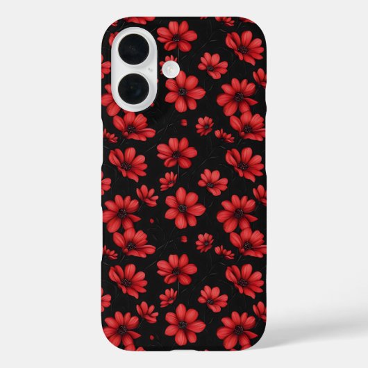 Elegantes rotes Blume-Muster Case-Mate iPhone Hülle (Rückseite)