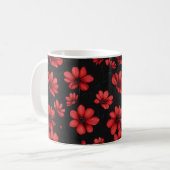 Elegantes rotes Blume-Muster Kaffeetasse (Vorderseite Links)
