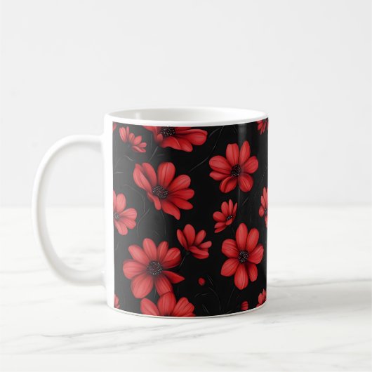 Elegantes rotes Blume-Muster Kaffeetasse (Links)