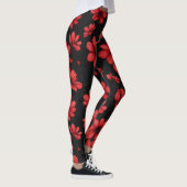 Elegantes rotes Blume-Muster Leggings (Rechts)