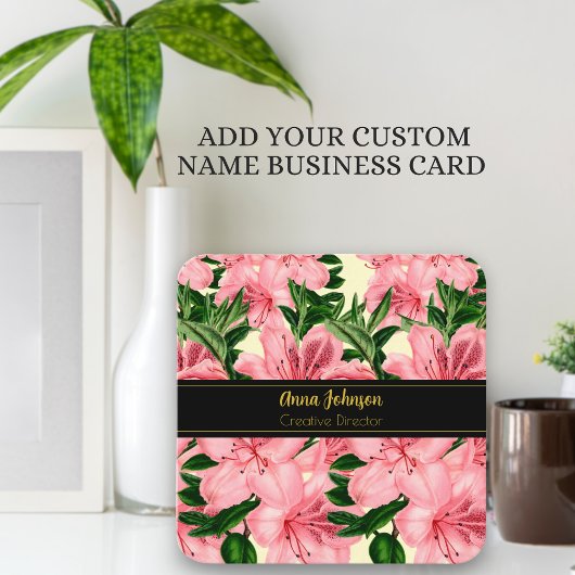 Elegantes rotes Blumenmuster Hinzufügen Ihres Indi Quadratische Visitenkarte