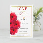 Elegantes Rotes Brautparty Minimalistisch Einladung (Stehend Vorderseite)