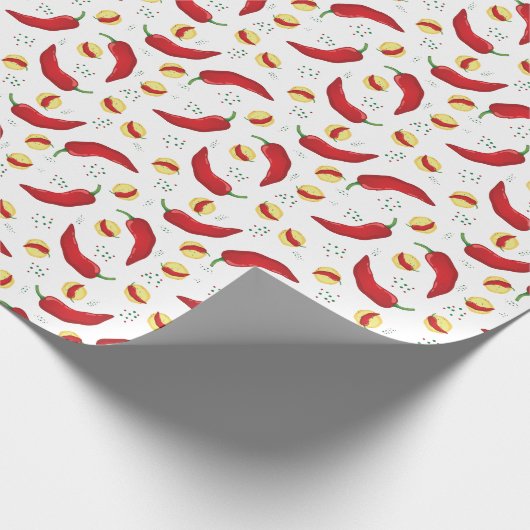 Elegantes rotes Chile-Muster Geschenkpapier (Ecke)