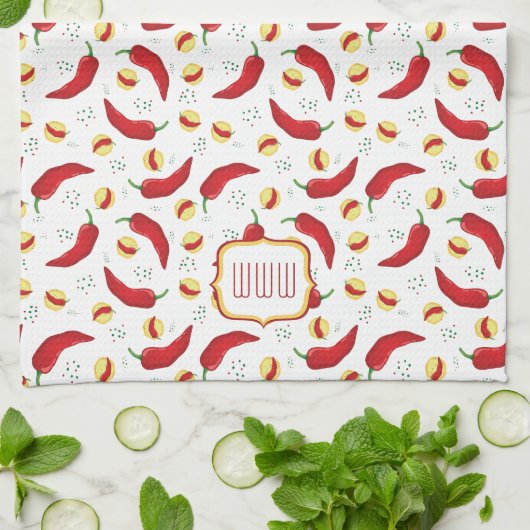 Elegantes rotes Chile-Muster Geschirrtuch (Gefaltet)