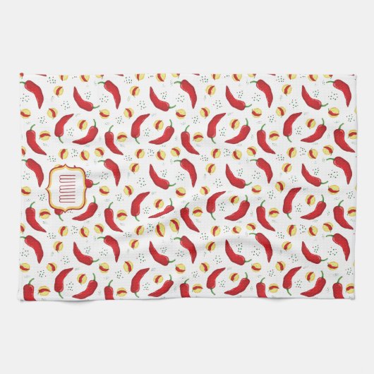 Elegantes rotes Chile-Muster Geschirrtuch (Horizontal)