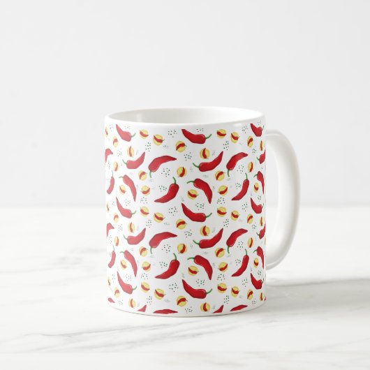 Elegantes rotes Chile-Muster Kaffeetasse (VorderseiteRechts)