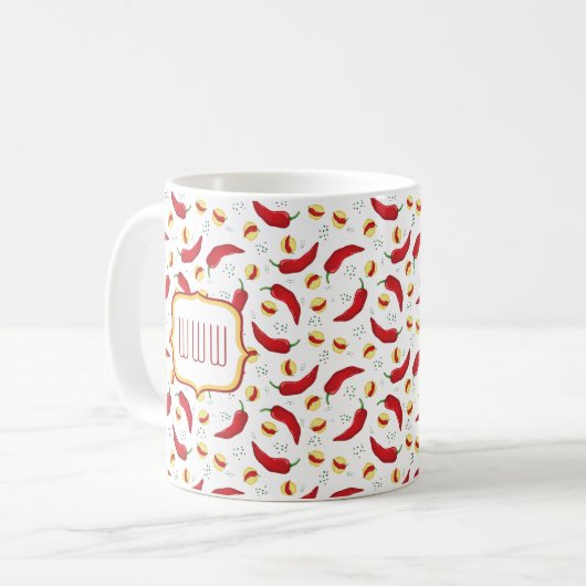Elegantes rotes Chile-Muster Kaffeetasse (Vorderseite Links)