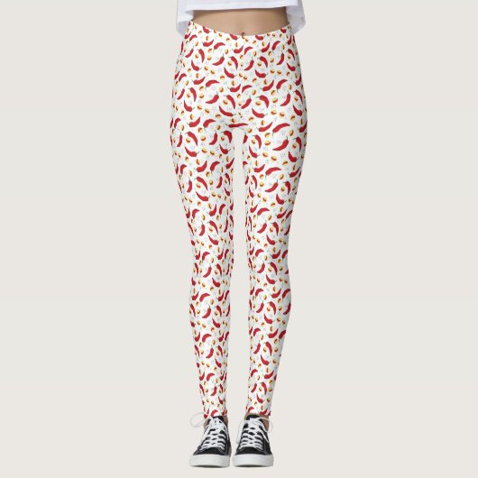 Elegantes rotes Chile-Muster Leggings (Vorderseite)
