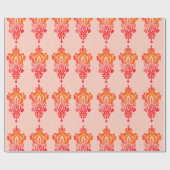 Elegantes rotes Damask Barockpapier Geschenkpapier (Flach)