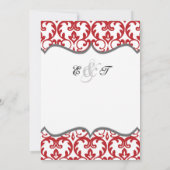 Elegantes Rotes Damaskus Herzensaufenthalt Einladung (Rückseite)