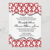 Elegantes Rotes Damaskus Herzensaufenthalt Einladung (Vorne/Hinten)