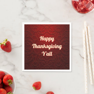 Elegantes rotes Damast-Happy-Thanksgiving-Y'all-Se Serviette