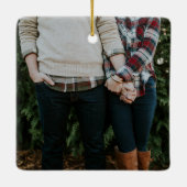 Elegantes Rotes Einfaches Foto Modernes Verlobt Keramikornament (Rückseite)