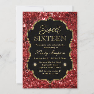 Elegantes rotes falsches Glitter & Gold Winter Swe Einladung