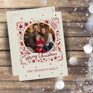 Elegantes rotes florales Frohe Weihnachten Familie