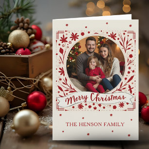 Elegantes rotes florales Frohe Weihnachten Familie