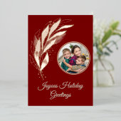 Elegantes Rotes Foto Folien Feiertagskarte (Stehend vorne)