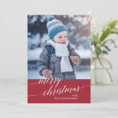 Elegantes Rotes Foto Frohe Weihnachten (Stehend Vorderseite)