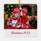 Elegantes Rotes Foto Modernes Keramikornament (Vorderseite)