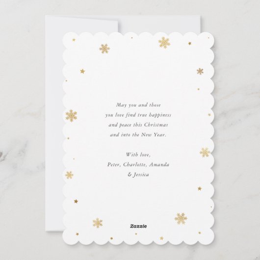 Elegantes Rotes Foto Snowflake Frohe Weihnachten (Rückseite)