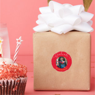 Elegantes Rotes Foto Spanisch Runder Aufkleber