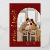 Elegantes Rotes Foto Weihnachten Folien Feiertagskarte (Vorderseite)