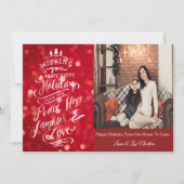 Elegantes Rotes Foto Weihnachtsgrüßkarte Einladung (Vorderseite)