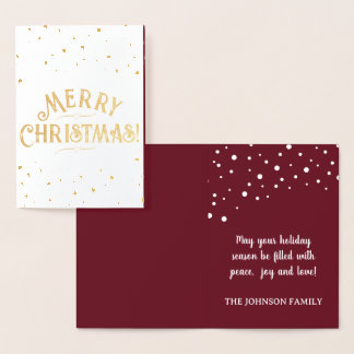 Elegantes rotes Frohe Weihnachten Gold/Silber Feie Folienkarte