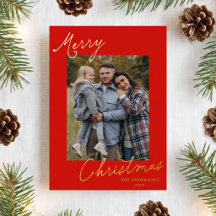 Elegantes rotes Frohe Weihnachten Schriftfoto