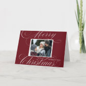 Elegantes rotes Frohe Weihnachten Skript Foto (Vorderseite)