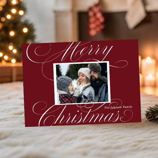 Elegantes rotes Frohe Weihnachten Skript Foto
