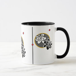 Elegantes rotes gelbes Grau der freundlichen Tasse