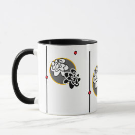 Elegantes rotes gelbes Grau der freundlichen Tasse